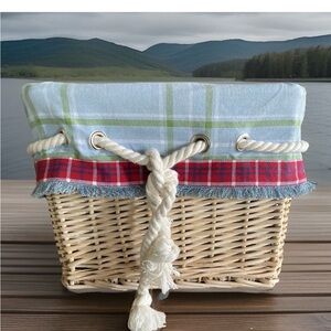 Pottery Barn Kids Blue Plaid nautical basket liners